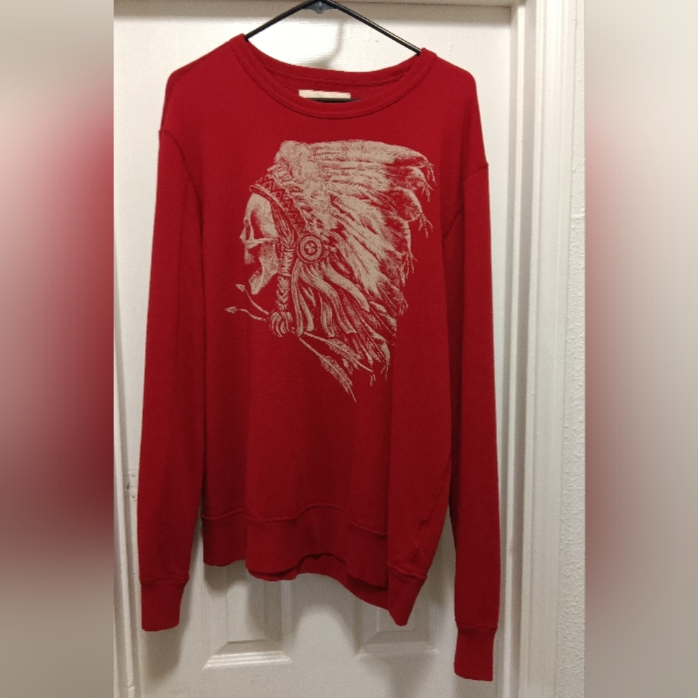 Ralph Lauren Men's Denim Supply RALPH LAUREN Red SKULL Indian Head Chief SWEATSH